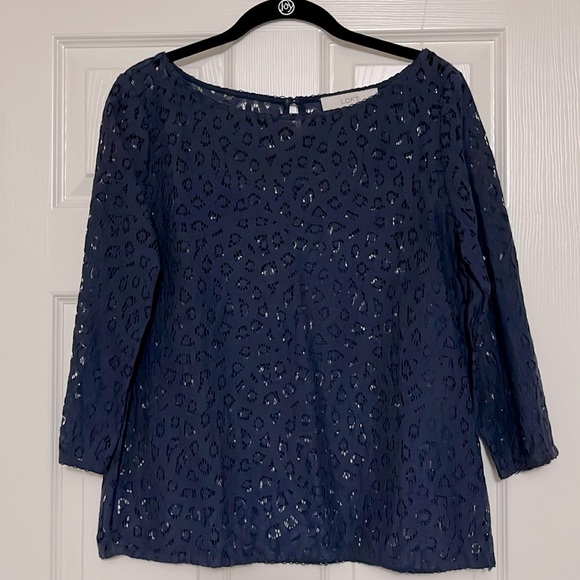 LOFT dark purple lace top - Picture 1 of 3